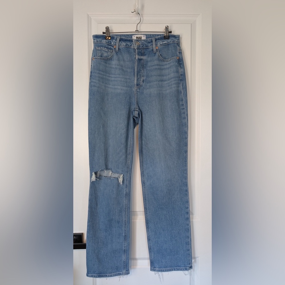 PAIGE Women’s Stella Straight Leg Peace Out Destructed With Broken Back Hem 27